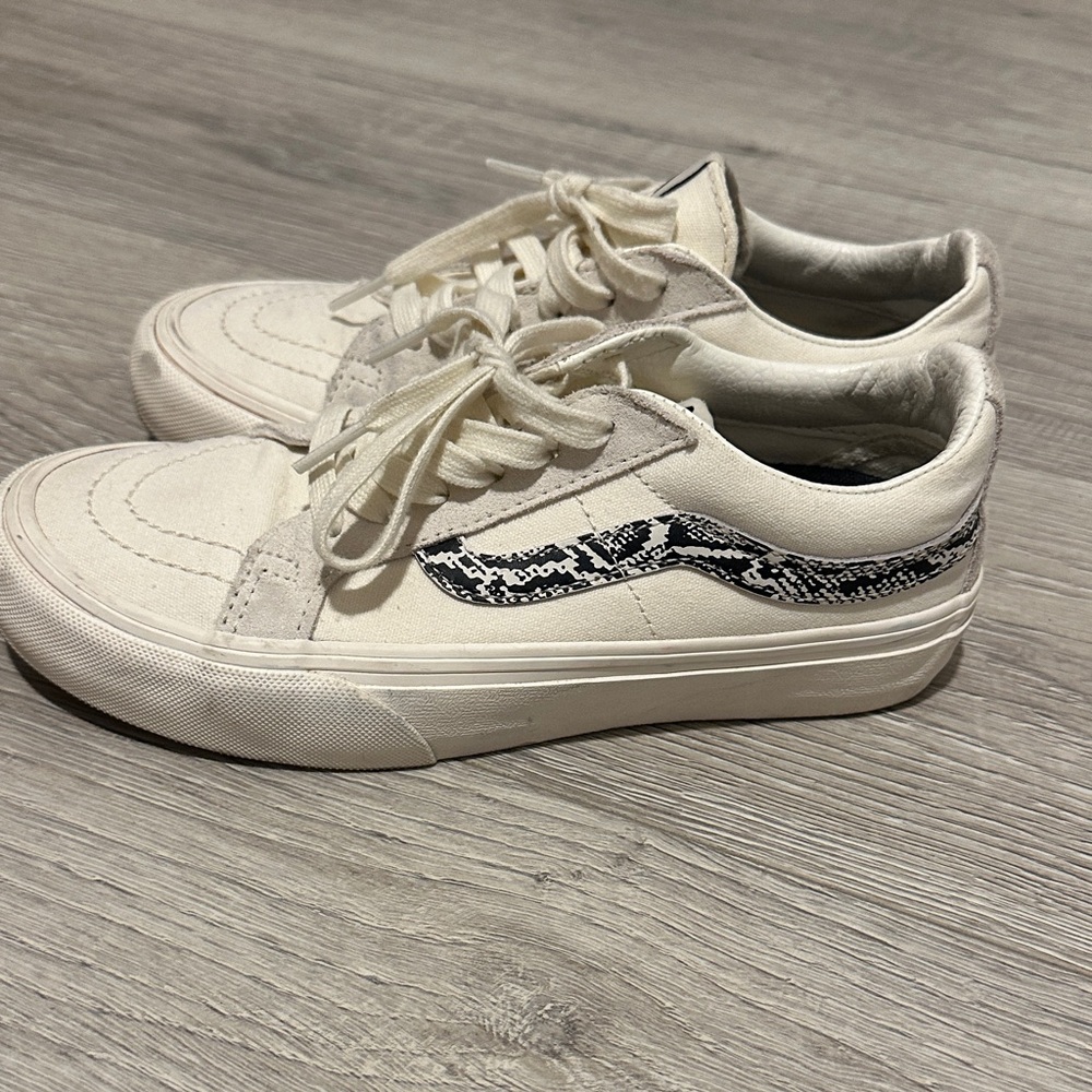 Vans Cream and Black Patterned Sneakers